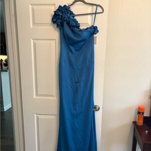 Elegant Blue One-Shoulder Gown